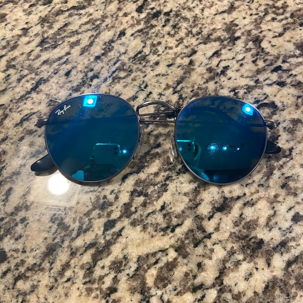 RayBan Blue Mirror Round Frame Sunglasses